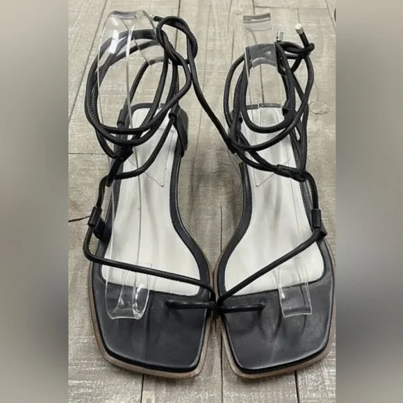 Rag & Bone Cindy Tie Open Toe Wrap Sandals Black Leather EU 37 US 7 3036 - Picture 8 of 11